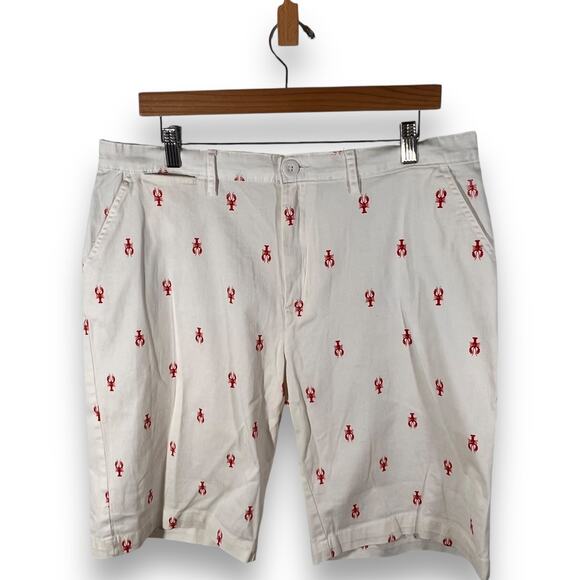 Caribbean Joe Bermuda Shorts Lobster Print Red White Cotton Size 12 - Picture 2 of 9